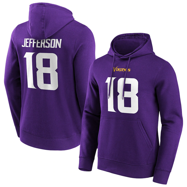 Men's Purple Minnesota Vikings #18 Justin Jefferson Hoodie